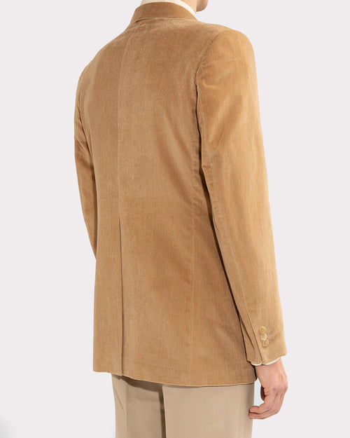 SINGLE-BREASTED JACKET IN COTTON VELVET - BEIGE - Husbands Paris - 5