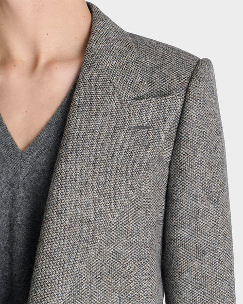 SINGLE-BREASTED JACKET IN WOOL BELL CELTIC TWEED - DOVE GREY - Husbands - 7