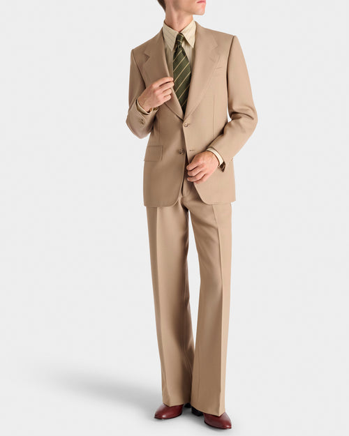 COSTUME DROIT EN FRESCO DE LAINE 3-PLY - BEIGE - Husbands Paris - 7