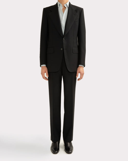 SINGLE-BREASTED SUIT IN WOOL FRESCO - BLACK - Husbands Paris - 1