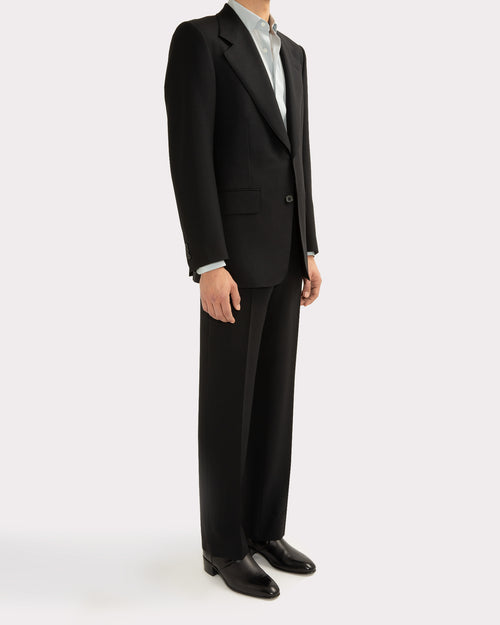 SINGLE-BREASTED SUIT IN WOOL FRESCO - BLACK - Husbands Paris - 3