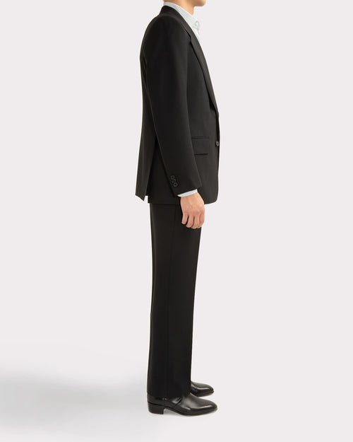 SINGLE-BREASTED SUIT IN WOOL FRESCO - BLACK - Husbands Paris - 5