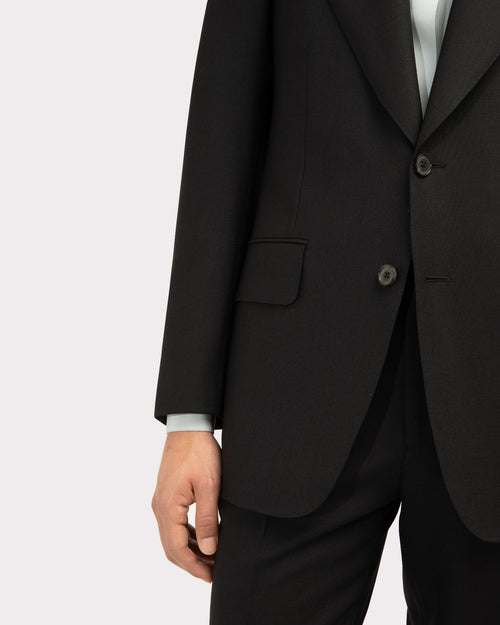 SINGLE-BREASTED SUIT IN WOOL FRESCO - BLACK - Husbands Paris - 2