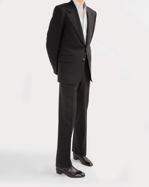 SINGLE-BREASTED SUIT IN WOOL FRESCO - BLACK - Husbands Paris - 4