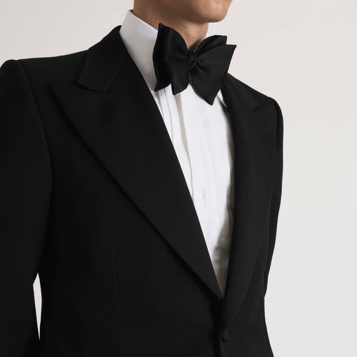SINGLE-BREASTED TUXEDO IN GRAIN DE POUDRE - BLACK - Husbands Paris - 2