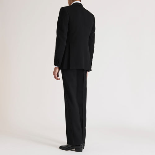 SINGLE-BREASTED TUXEDO IN GRAIN DE POUDRE - BLACK - Husbands Paris - 4