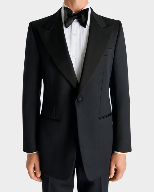 SINGLE-BREASTED TUXEDO IN GRAIN DE POUDRE - BLACK - Husbands Paris - 3