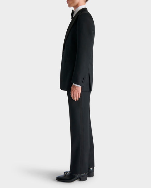 SINGLE-BREASTED TUXEDO IN GRAIN DE POUDRE - BLACK - Husbands Paris - 5