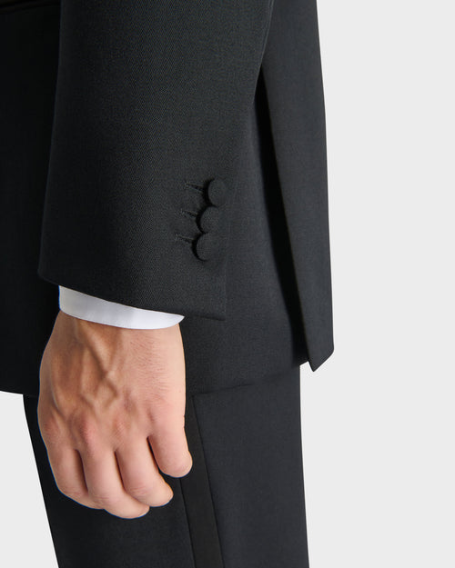 SINGLE-BREASTED TUXEDO IN GRAIN DE POUDRE - BLACK - Husbands Paris - 7