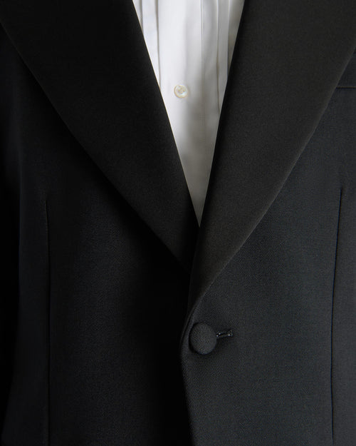SINGLE-BREASTED TUXEDO IN GRAIN DE POUDRE - BLACK - Husbands Paris - 8