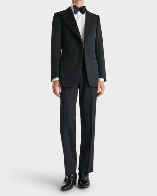 SINGLE-BREASTED TUXEDO IN GRAIN DE POUDRE - BLACK - Husbands Paris - 9