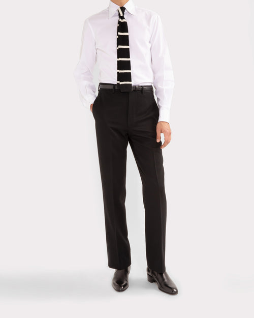 STRAIGHT HIGH-WAISTED TROUSERS IN WOOL DOESKIN - BLACK - Husbands Paris - 4