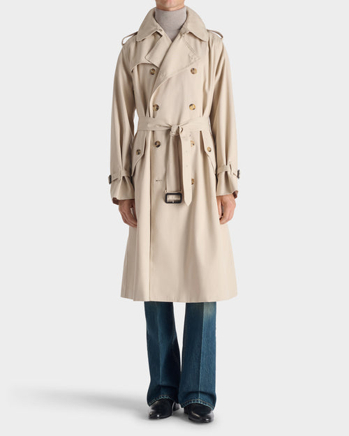 TRENCH COAT EN GABARDINE DE POLYCOTON - MASTIC - Husbands Paris - 1