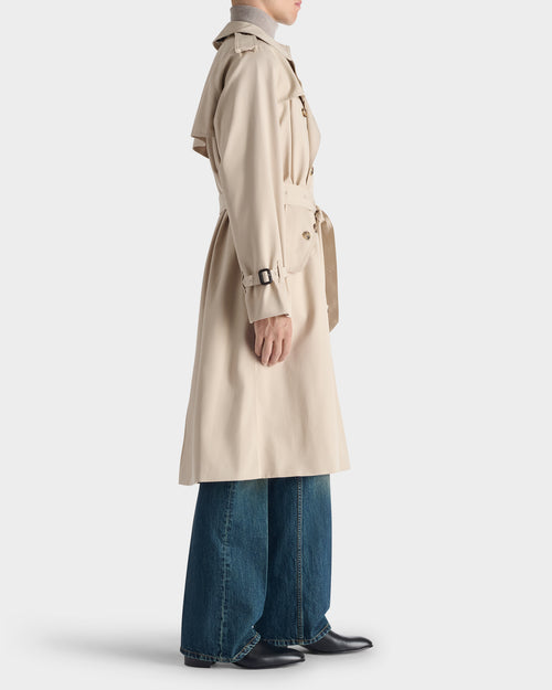 TRENCH COAT EN GABARDINE DE POLYCOTON - MASTIC - Husbands Paris - 3