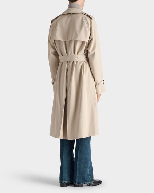 TRENCH COAT EN GABARDINE DE POLYCOTON - MASTIC - Husbands Paris - 5