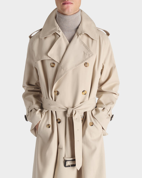 TRENCH COAT EN GABARDINE DE POLYCOTON - MASTIC - Husbands Paris - 4
