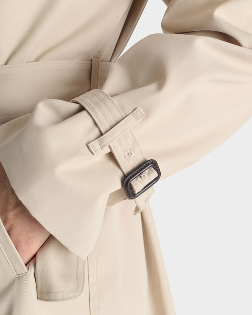 TRENCH COAT EN GABARDINE DE POLYCOTON - MASTIC - Husbands Paris - 2