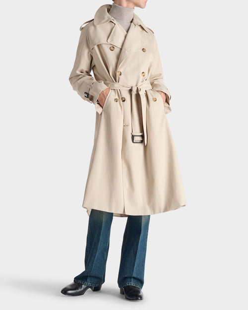 TRENCH COAT EN GABARDINE DE POLYCOTON - MASTIC - Husbands Paris - 8