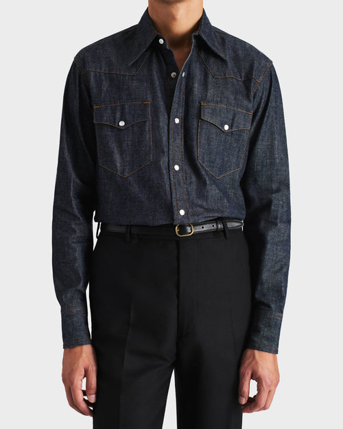 CHEMISE WESTERN EN DENIM DE COTON SELVEDGE - BRUT - Husbands Paris - 1