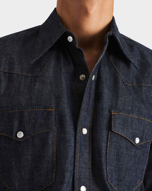 CHEMISE WESTERN EN DENIM DE COTON SELVEDGE - BRUT - Husbands Paris - 2