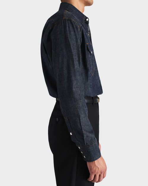 CHEMISE WESTERN EN DENIM DE COTON SELVEDGE - BRUT - Husbands Paris - 5