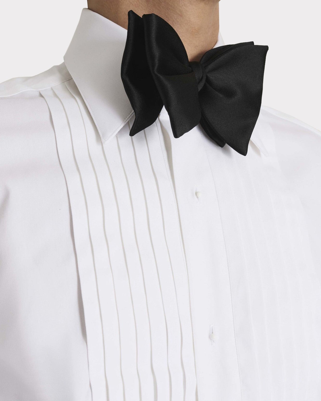 WIDE COLLAR TUXEDO SHIRT IN COTTON PINPOINT - WHITE | Husbands Paris