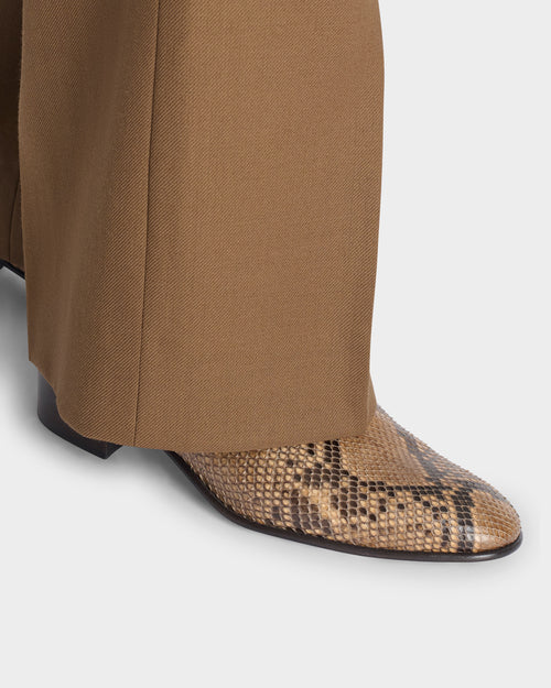 PANTALON LARGE EN SERGÉ DE LAINE PEIGNÉE - BRONZE FONCÉ - Husbands - 2