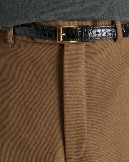 WIDE TROUSERS IN WORSTED WOOL TWILL – DARK BRONZE - Husbands - 6