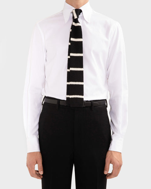 WIDE COLLAR SHIRT IN COTTON ROYAL OXFORD - WHITE - Husbands Paris - 1