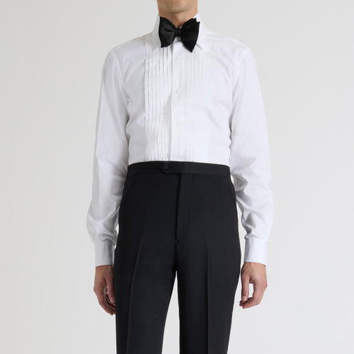 WIDE COLLAR TUXEDO SHIRT IN COTTON PINPOINT - WHITE - Husbands Paris - 2