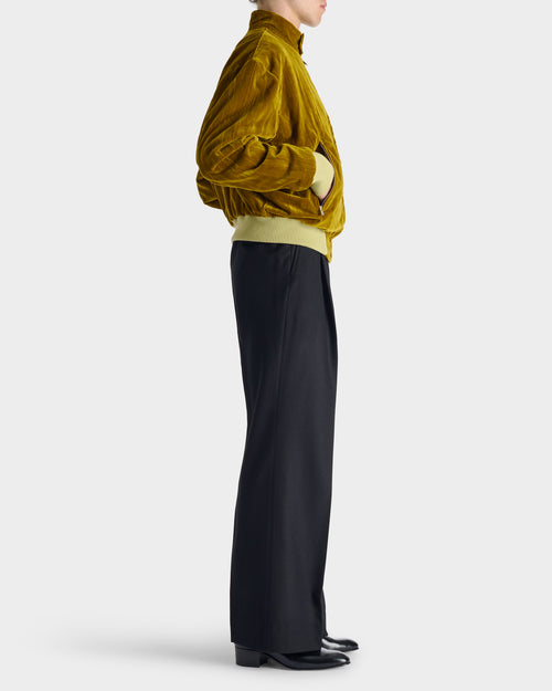 ZIPPED JACKET IN PLEATED COTTON VELVET - GOLD - Husbands Paris - 8