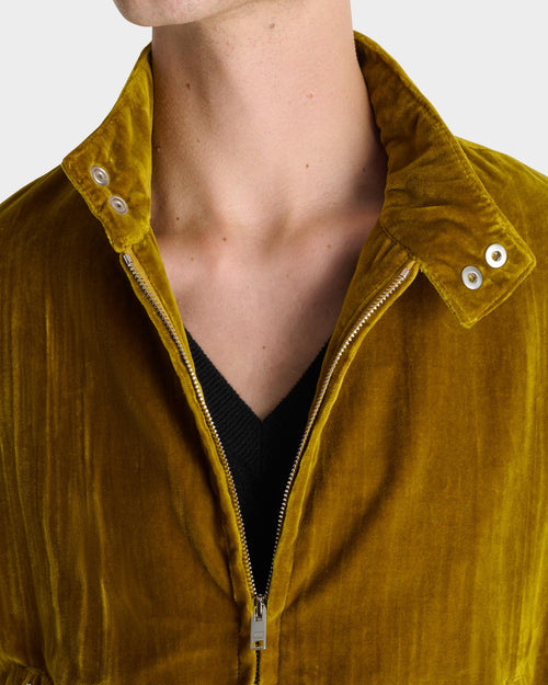 ZIPPED JACKET IN PLEATED COTTON VELVET - GOLD - Husbands Paris - 7