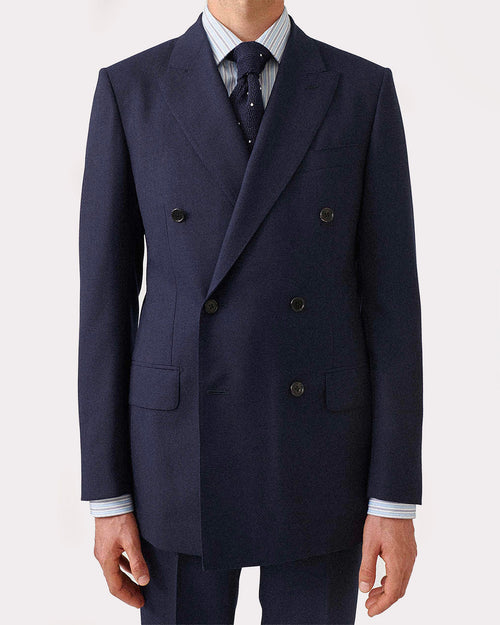 DOUBLE-BREASTED SUIT IN WOOL FRESCO - NAVY - Husbands Paris - 5