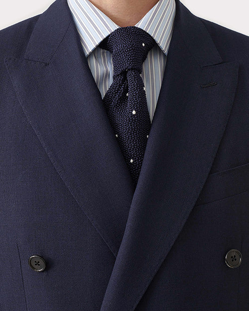 DOUBLE-BREASTED SUIT IN WOOL FRESCO - NAVY - Husbands Paris - 2