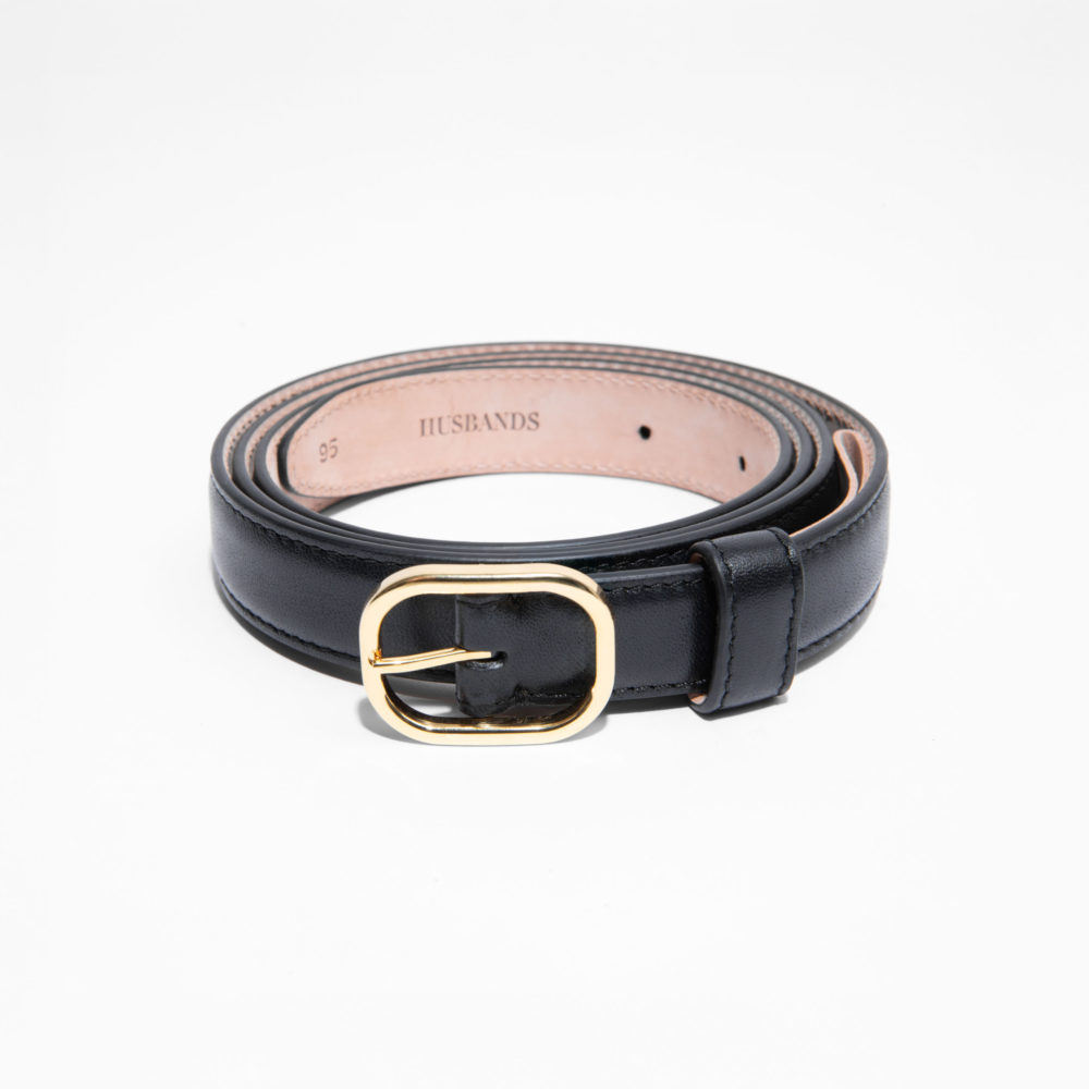 THIN BELT IN NAPPA LEATHER - BLACK