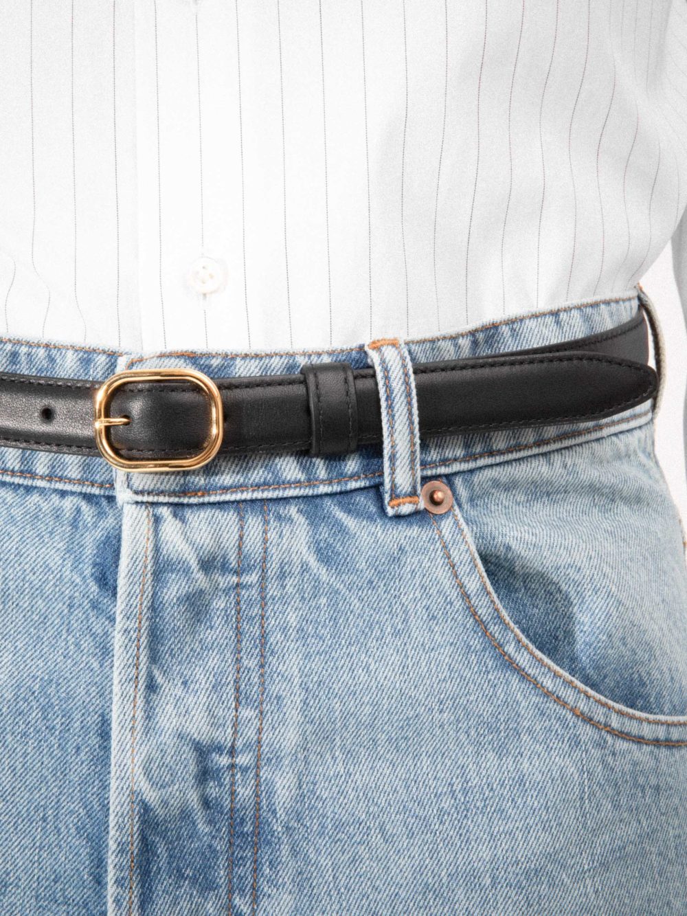 THIN BELT IN NAPPA LEATHER - BLACK