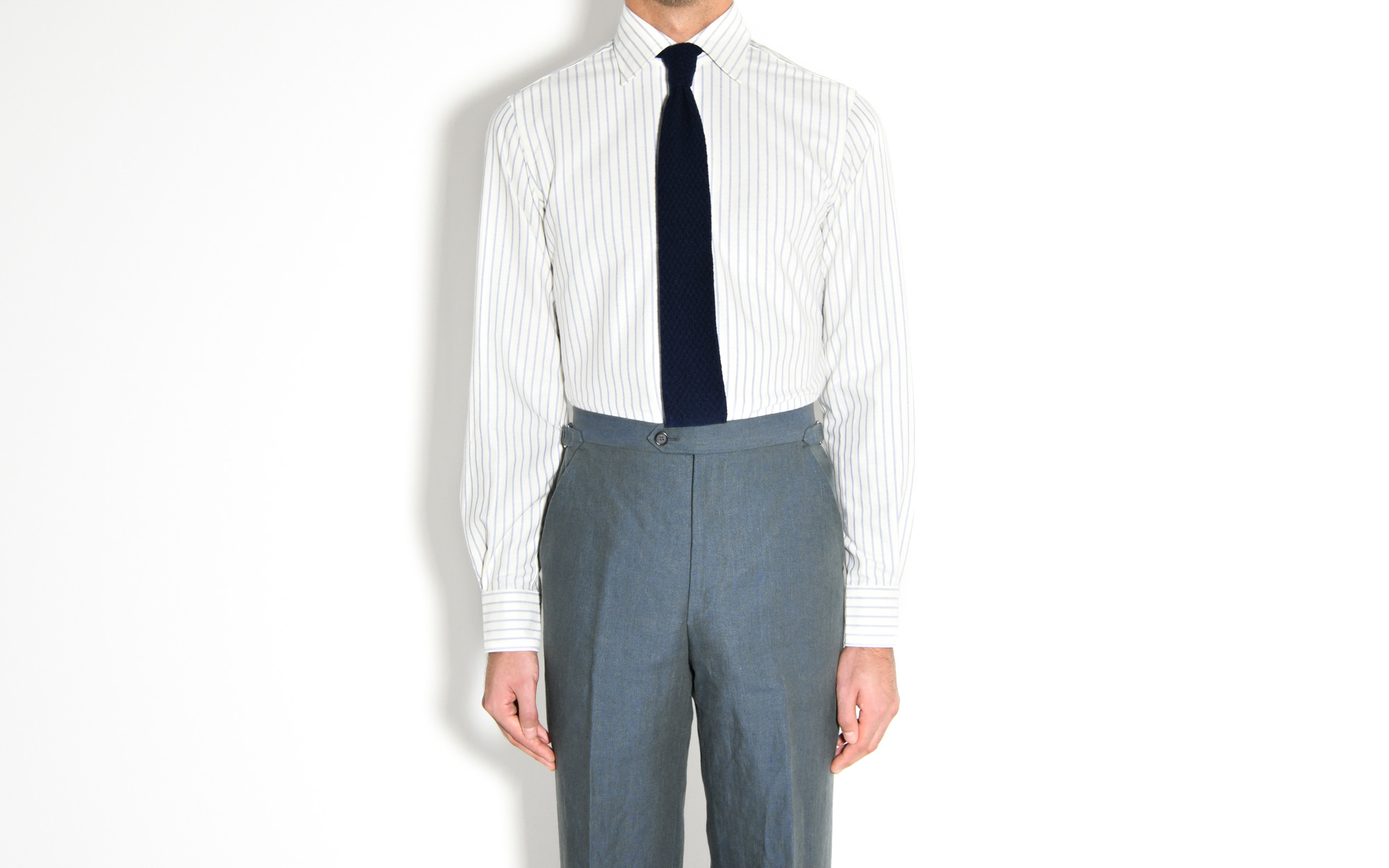slim Sind Gå tilbage oxford classic collar shirt - off white with blue stripe | husbands