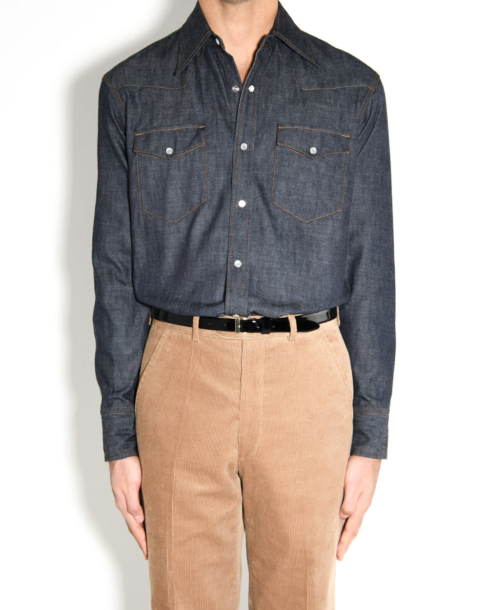 selvedged denim shirt raw front