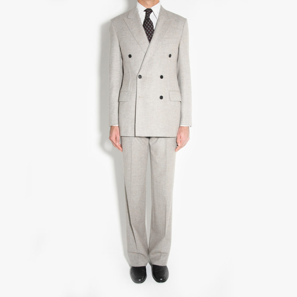 DOUBLE-BREASTED SUIT IN FLANNEL - OYSTER BEIGE