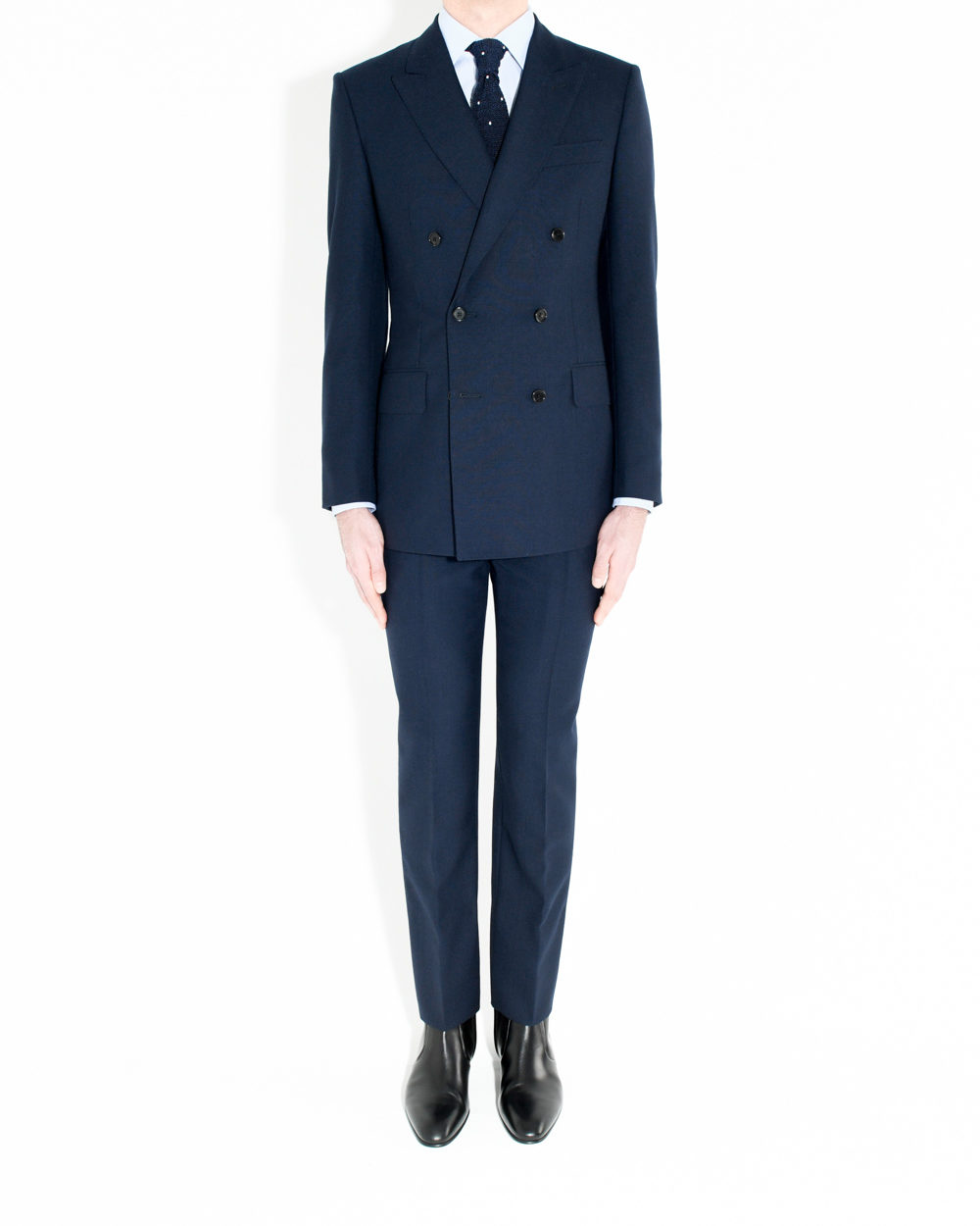 COSTUME CROISÉ EN FRESCO BLEU MARINE