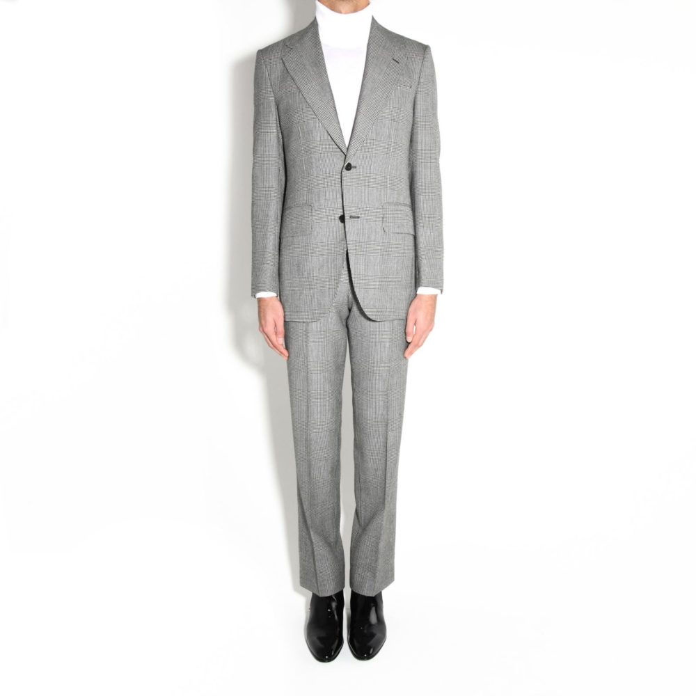 SINGLE-BREASTED SUIT IN TWILL - BLACK AND WHITE PRINCE OF WALES