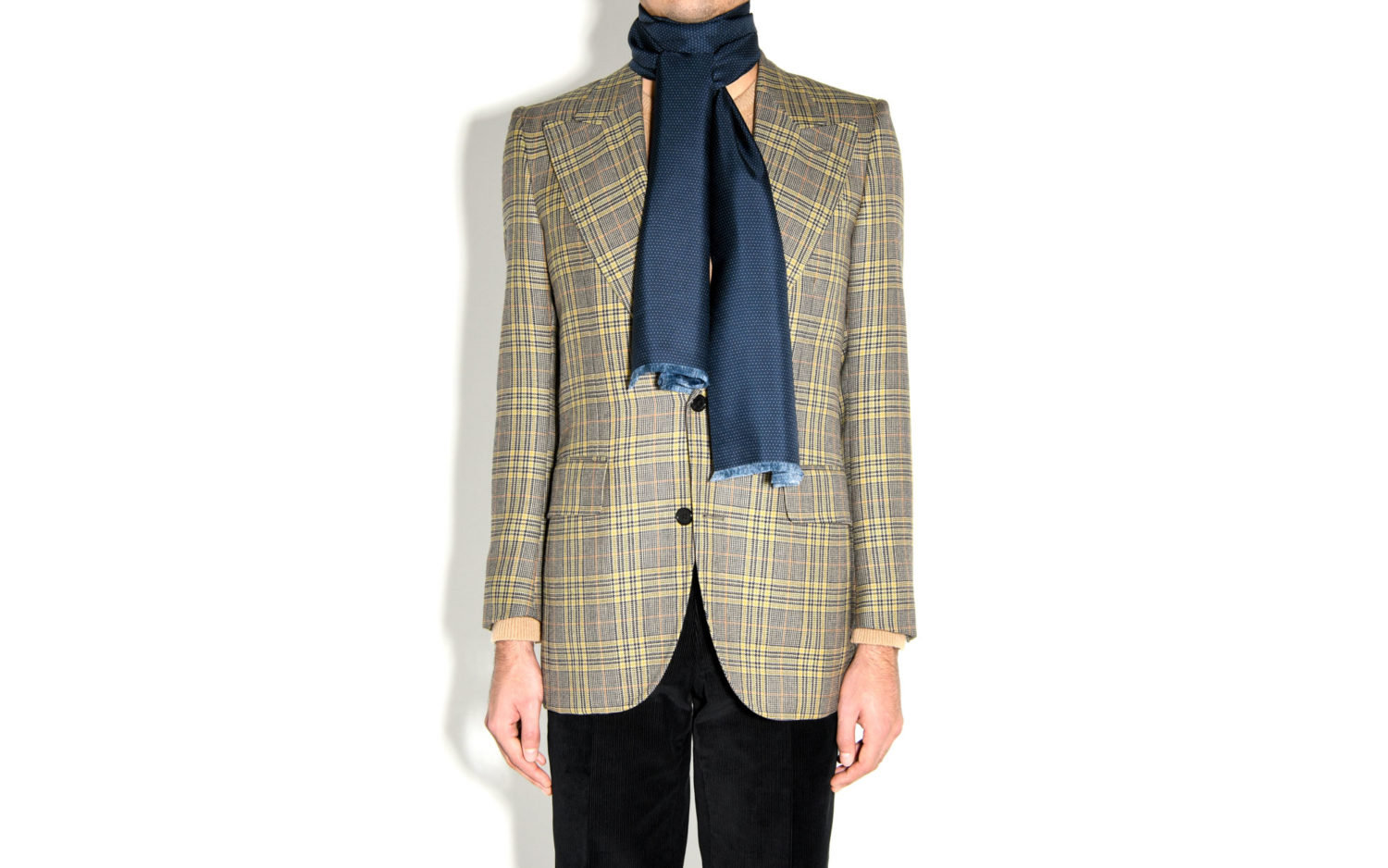 silk scarf navy with white micro dots front