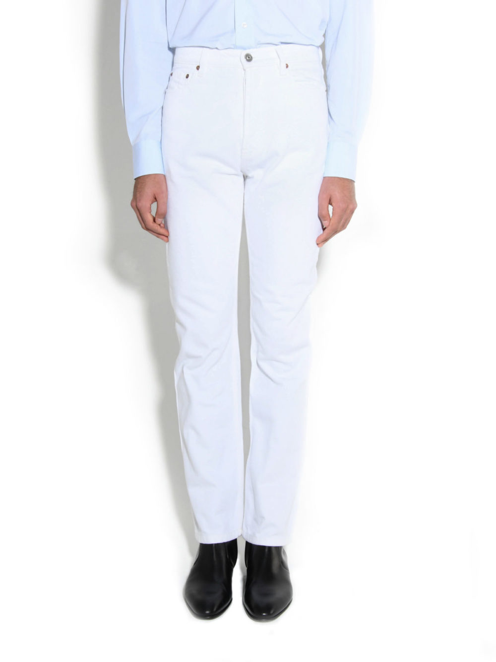 STRAIGHT HIGH-WAISTED JEANS IN DENIM - WHITE