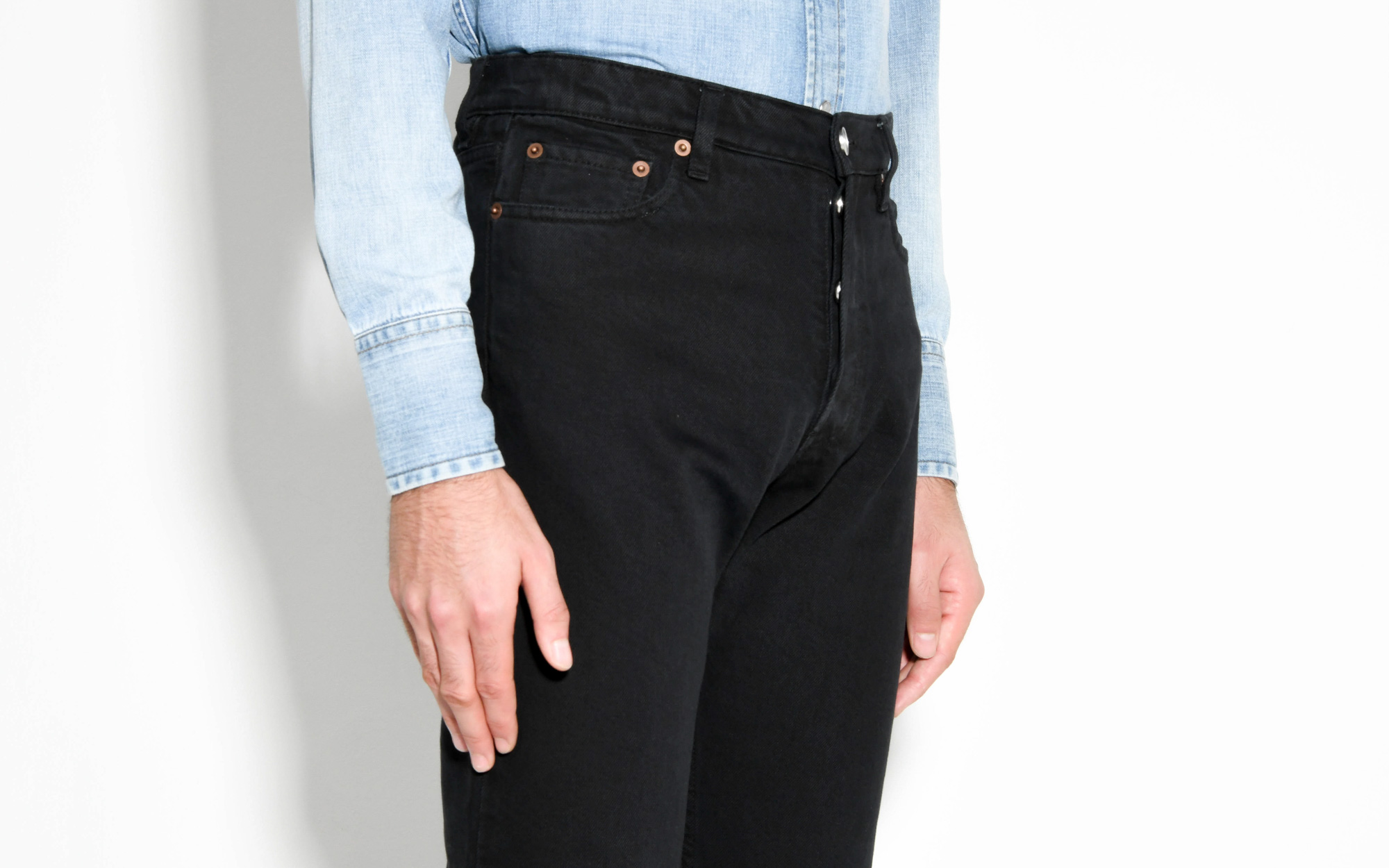 straight high waisted jeans in denim - black overdye | husbands