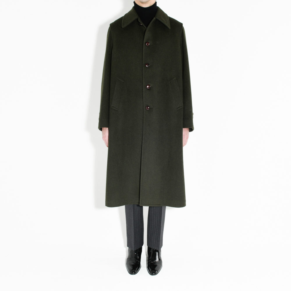SINGLE-BREASTED COAT IN WOOL BROADCLOTH - LODEN GREEN