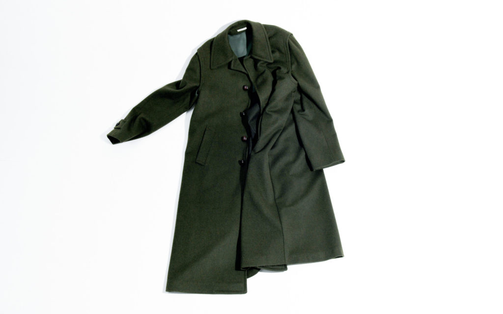 single-breasted coat in wool broadcloth - loden green | husbands