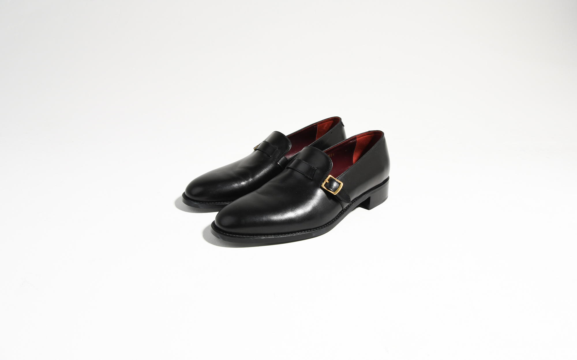 box calf leather buckled loafers - black