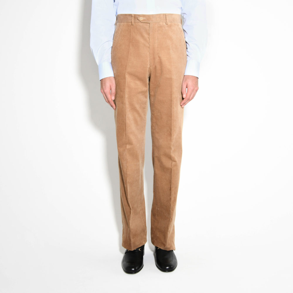 flared trousers corduroy camel front