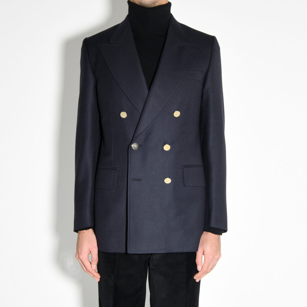 double-breasted twill jacket navy front