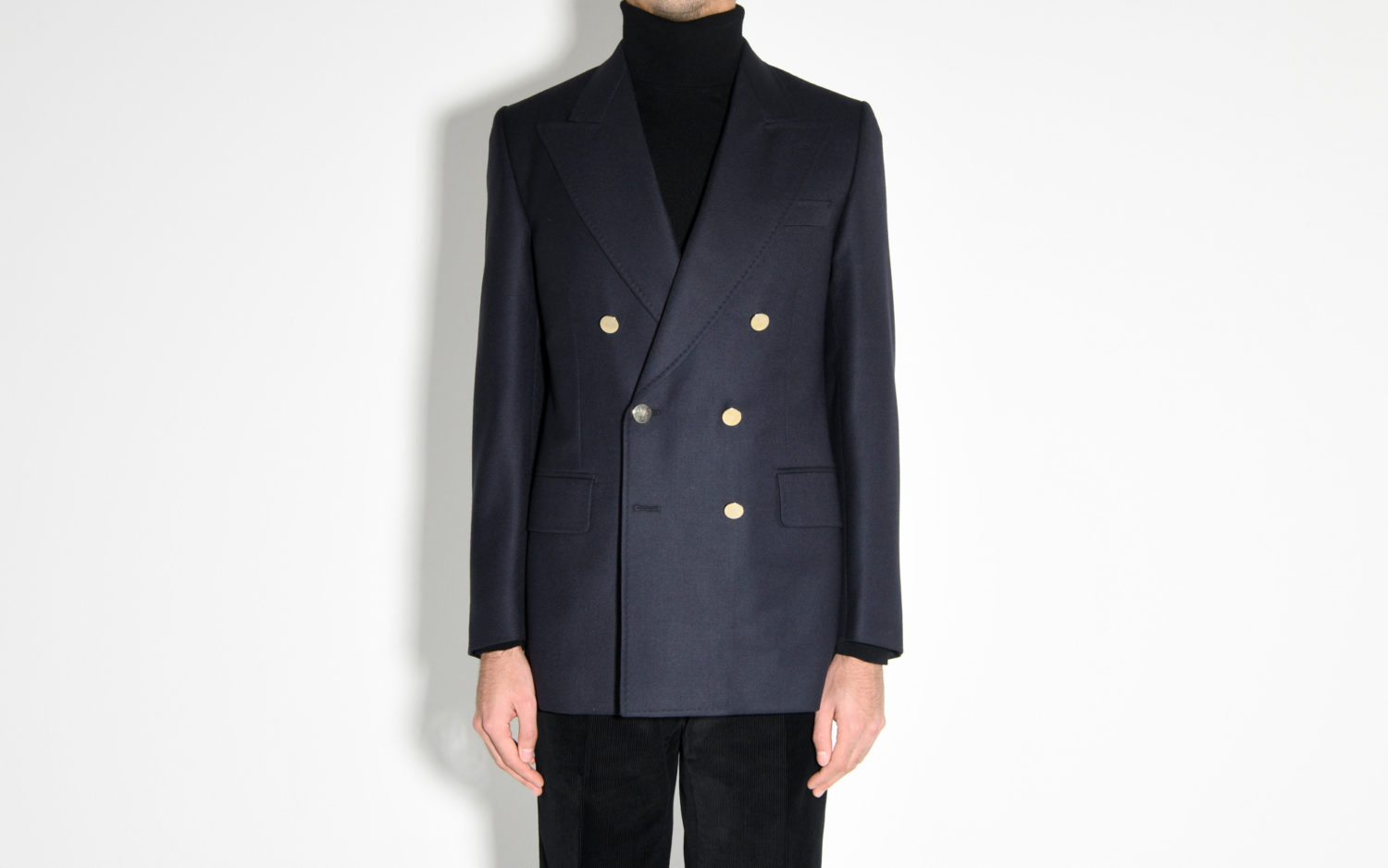 double-breasted twill jacket navy front